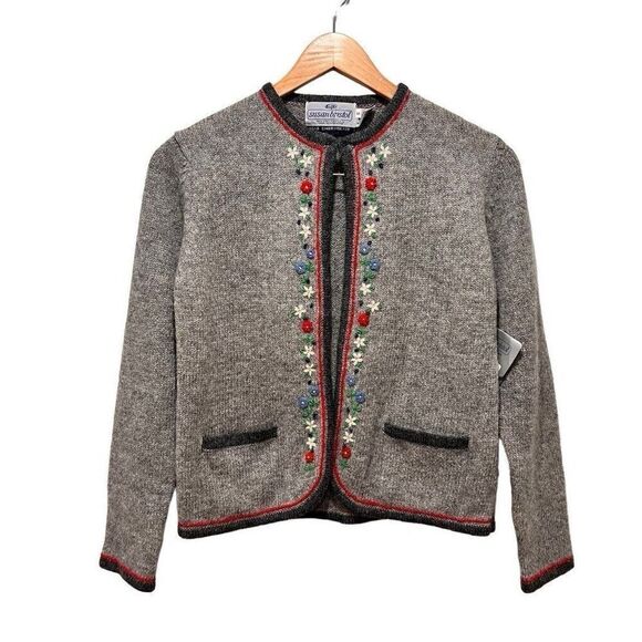 Vintage Susan Bristol Cardigan Size Small Hand Embroidered 100% Wool Cardigan - Picture 1 of 12